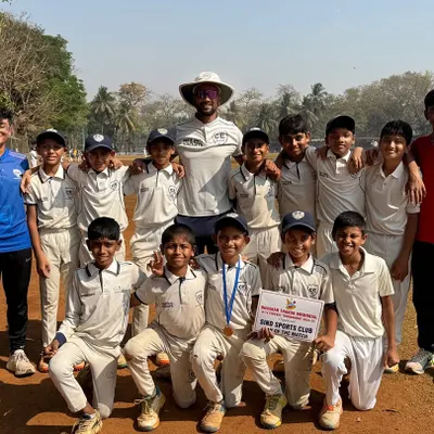 Our victorious U12 team at the MCA Bhaskar Thakur Memorial quarterfinals. One of our athletes even took a hat-trick, returning with figures of 6 wickets for just 2 runs.