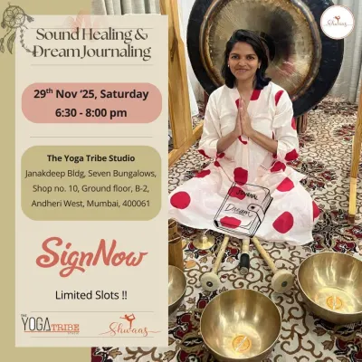 An invitation to our Sound Healing and Dream Journaling workshop, a special session designed for deep relaxation and self-exploration.
