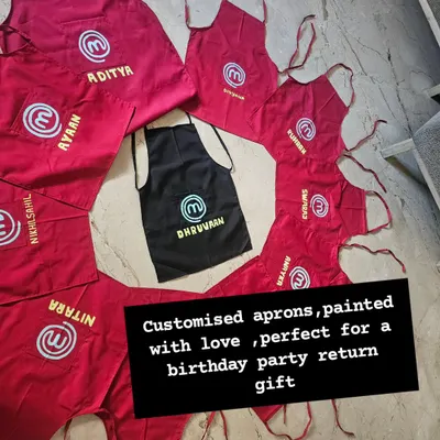 These customized aprons are the perfect return gift for a birthday party. Each one is hand-painted with love, making the little chefs and artists feel extra special.