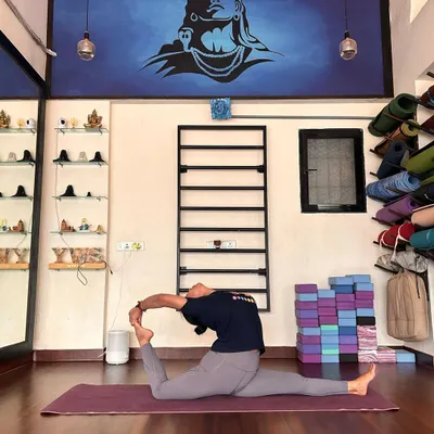 Aum Namah Shivaya. A deep backbend in Hanumanasana (splits), offered in reverence at my studio. This pose opens the heart and the hips profoundly.