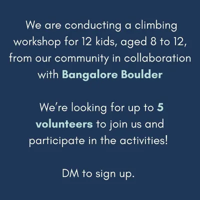 This was our call for volunteers to help with a climbing workshop for kids aged 8 to 12. It's a privilege to introduce the sport to the next generation and build our community from the ground up.