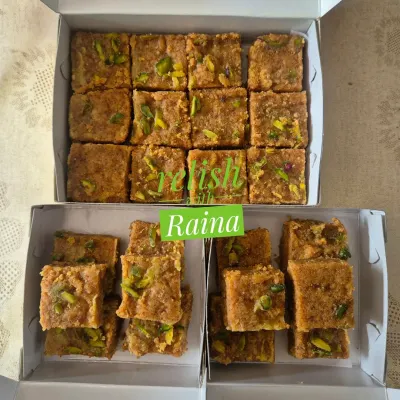My homemade Mohanthal, also known as Besan ki Barfi. This traditional Gujarati and Rajasthani sweet has a unique coarse (danedaar) texture that melts in your mouth, made with besan, pure ghee, and mawa.