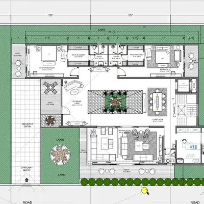Every great interior starts with a solid plan. This architectural drawing for a farmhouse project lays out the spatial organization and flow, forming the technical blueprint for the entire design.