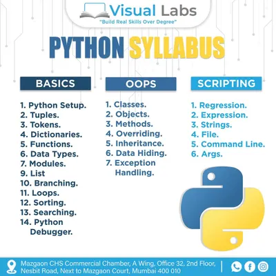 This is the complete Python syllabus I teach. It's structured to cover the basics, Object-Oriented Programming (OOPs), and scripting concepts to give you a comprehensive understanding.
