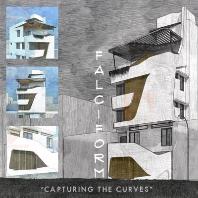 'Falciform', a conceptual design study exploring curvilinear forms and how they can be integrated into a modern residential facade.