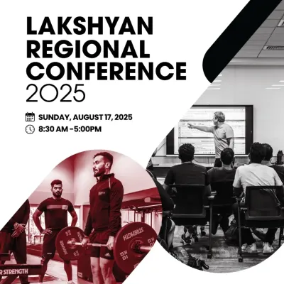 Announcing our Lakshyan Regional Conference 2025. This poster highlights the full-day event backed by UKSCA and VALD Performance, promising cutting-edge S&C strategies.