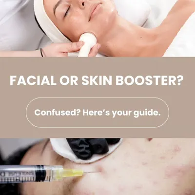 Are you confused about whether a facial or a skin booster is right for you? A facial works on the surface, while a skin booster like SkinVive works from within, providing deep, long-lasting hydration and stimulating collagen for a noticeable improvement in skin texture and glow.