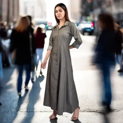 Summer style, redefined. Step into effortless chic with our stylish soft denim dresses. This grey version is breathable, flattering, and perfect for sunny days.