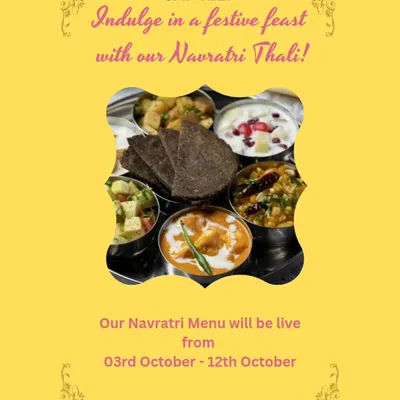 My special Navratri Thali, designed for those observing the fast. It is a complete meal that is both delicious and compliant with fasting rules, available for a limited time.