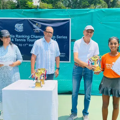 We are incredibly proud of our champion Eshal Pathan, seen here receiving her winner's trophy at the U14 All India Tennis Association Championship Series in Mumbai. Her dominant performance, losing only four games across five matches, showcases the competitive edge our training provides.