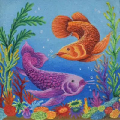 A piece from my portfolio featuring two colorful fish. I love working with vibrant colors and capturing the beauty of the underwater world.