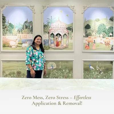 This elegant multi-panel mural is perfect for a reception area or commercial space, creating a sophisticated and welcoming first impression.