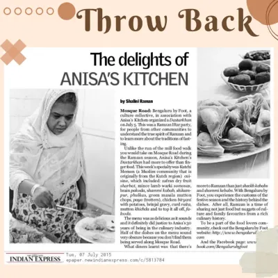 A throwback to 2015 when the Indian Express wrote about my mother and the delights of Anisa's Kitchen. This legacy of taste and quality is something we carry forward with pride.