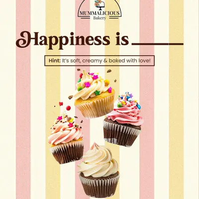 Happiness is a perfectly decorated cupcake. I offer a variety of flavors and designs, from simple swirls to colorful sprinkles, that are sure to catch your customers' eyes.