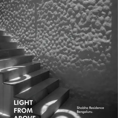 Design can be found in unexpected places. For the Shobha Residence, I repurposed an aluminum pot as a mold for a concrete skylight, casting unique circular patterns of light onto the staircase.