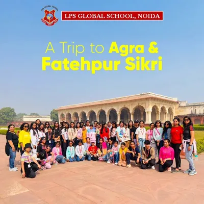 A poster announcing our educational trip to Agra and Fatehpur Sikri. These excursions are designed to be enriching experiences filled with learning, fun, and camaraderie.