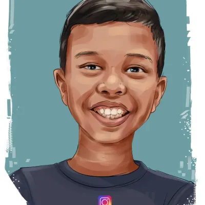 A happy birthday caricature for a young boy. This close-up caricature style is great for capturing a child's bright smile and personality.