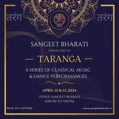 An invitation to 'Taranga', our series of classical music and dance performances. These showcases are intimate events where our budding stars demonstrate their technical learning and growing confidence as performers.