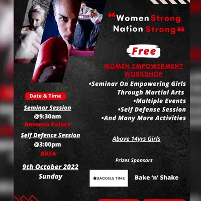 Our "Women Strong Nation Strong" workshop is a free event designed to empower girls and women through martial arts. We cover everything from seminar sessions to hands-on self-defense techniques.
