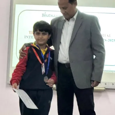 Another win for 8-year-old Raajvansh Kumar. Here he is receiving a silver medal in 10m Air Rifle at the Inter School Shooting Championship, proving that age is no barrier to success in shooting.