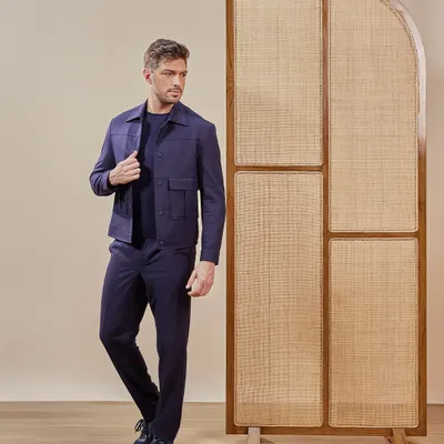 The perfect balance of style and ease. This monotone navy co-ord set is undeniably sharp and versatile enough to become a staple in your wardrobe for an airport look or an after-party.