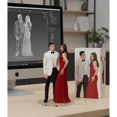 Turning a glamorous photo into a forever keepsake. We help our clients create these amazing 3D personalized figures, a perfect memento from a special night.