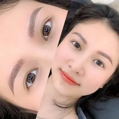 A happy client after her microblading session. Notice the fine, natural-looking hair strokes that perfectly frame her face. My goal is always to enhance your natural beauty with semi-permanent makeup.