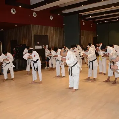 On our 43rd Anniversary, we opened a new Dojo at P.J. Hindu Gymkhana. Here, our instructors and senior members bow in respect, marking the beginning of a new chapter for our academy.