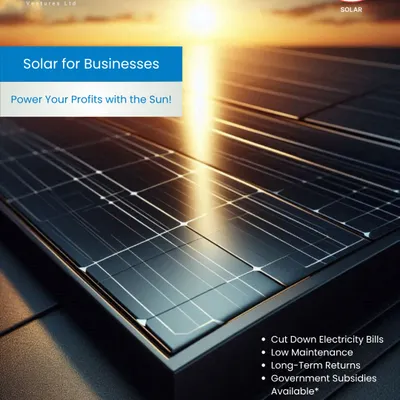 Solar for businesses is a smart move to power your profits. Our solutions help you cut electricity bills, require low maintenance, and offer long-term returns, with guidance available for government subsidies.