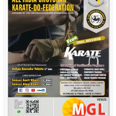 This poster represents my deep connection to traditional Karate. As a 5th Dan Sensei alongside Sensei Alpa Khatri, I offer international certification programs and training through the All India Shotokan Karate-Do-Federation. The same core principles of strength and discipline are woven into my fitness certification courses.