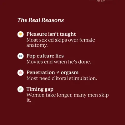 Why does the pleasure gap exist? It's a mix of poor sex education, pop culture lies, and a fundamental misunderstanding of female anatomy. Here are the real reasons.