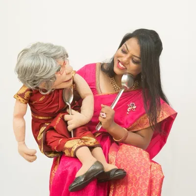 Meet Kokila Ajji, the matriarch of my puppet family. Here she is, contemplating the eternal question that plagues every household: "What to cook for breakfast today?"