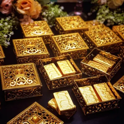 For Diwali, I offer luxurious corporate gifting solutions that feel personal and look exquisite. These ornate golden filigree boxes contain premium chocolate bars, making for an elegant and memorable gift for clients and employees.