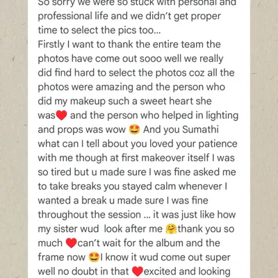 I was so touched to receive this message. My goal is to make every session a calm and comfortable experience, and knowing this client felt cared for like family is the highest compliment I could receive.