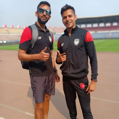 With NorthEast United FC Head Coach Vincenzo Alberto Annese. He pushed me and got the best out of me, and I learned more about coaching in a few months than in the last few years.