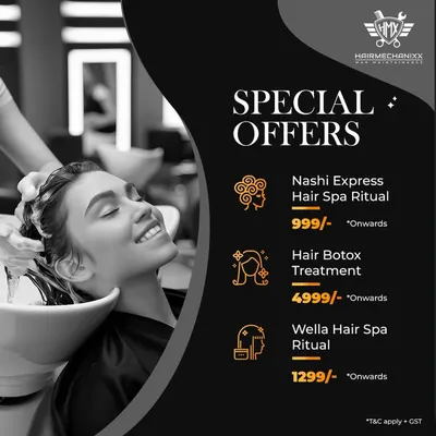 Take advantage of our special offers on premium treatments. Choose from a Nashi Express Hair Spa, a full Hair Botox treatment, or a Wella Hair Spa Ritual at a great price.