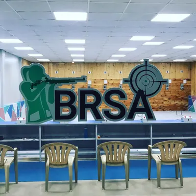 The view of our 10m shooting range from the entrance, featuring our BRSA branding. The facility is designed to be welcoming, professional, and inspiring for all shooters.