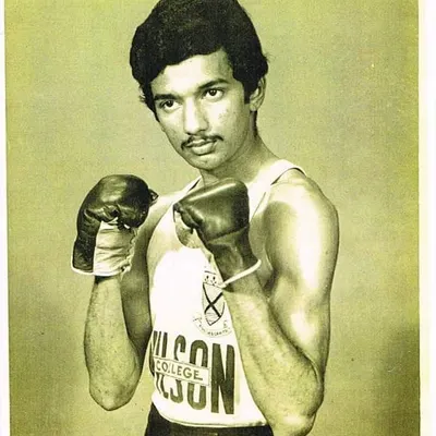 A photo of me, Rajan, from my own competitive boxing career. I built this club on a foundation of real-world experience and a deep love for the sport.