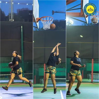 This sequence captures the perfect layup from start to finish. A player drives to the hoop, jumps, and scores, demonstrating the skill and athleticism honed on our court.