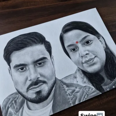 A custom sketch based on a couple's selfie. I can turn your favorite casual photos into a unique piece of art that celebrates your relationship and everyday moments of togetherness.