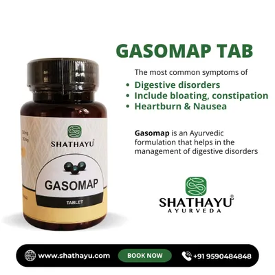 Our Gasomap tablet is an Ayurvedic formulation designed to manage a range of digestive disorders. It helps relieve common symptoms like bloating, constipation, heartburn, and nausea by supporting healthy gut function.