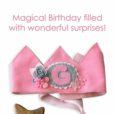 A crown fit for a birthday princess. This custom-made felt tiara is personalized with the birthday girl's initial and decorated with felt flowers, making her feel extra special on her big day.