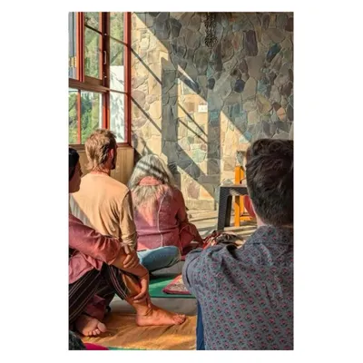 A moment of quiet reflection in the meditation space we designed for a boutique homestay in Kainchi Dham. The room is crafted to capture the morning light and the peaceful rhythm of the mountains.