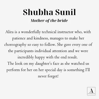 A beautiful testimonial from the mother of the bride. Creating a performance that made her daughter's day unforgettable is the most rewarding feeling.