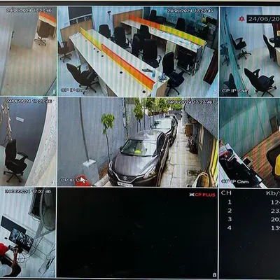 This is a still image from the CP Plus IP surveillance system we installed in a Gurgaon office. The clarity of IP cameras provides superior detail for monitoring office spaces.