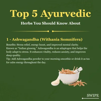 Ashwagandha is one of the top herbs in Ayurveda, known for its ability to relieve stress and boost energy. As an adaptogen, it helps the body manage stress, enhances vitality, and improves sleep quality.