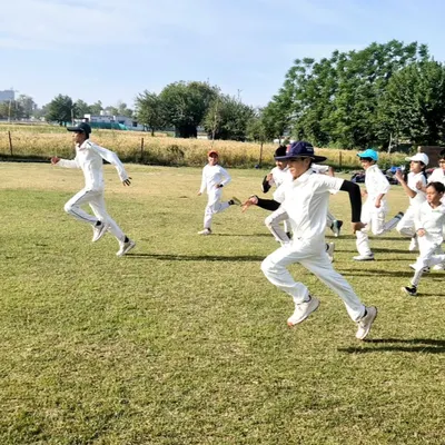 A proud moment for our Under-12 team, celebrating a 5-wicket victory. This is a testament to the hard work and dedication of our young champions.