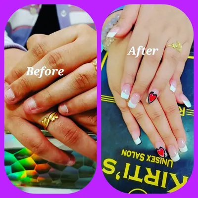This is the kind of transformation I love to create. We went from short, bitten nails to these gorgeous, strong acrylic extensions with a classic French tip and cute heart nail art. It shows that no matter your starting point, you can have the beautiful nails you have always wanted.