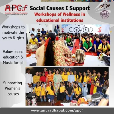 Through my foundation, APCF, I conduct 'Workshops of Wellness' in educational institutions. These sessions aim to motivate the youth, support girls, and provide value-based education through the accessible and engaging medium of music.
