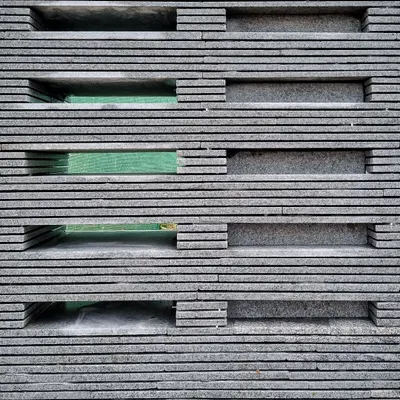 A mockup for a jaali screen at our Nandi Hills house. We are building the load-bearing walls using waste off-cuts from nearby granite slab processing, turning discarded material into a beautiful, functional architectural feature.